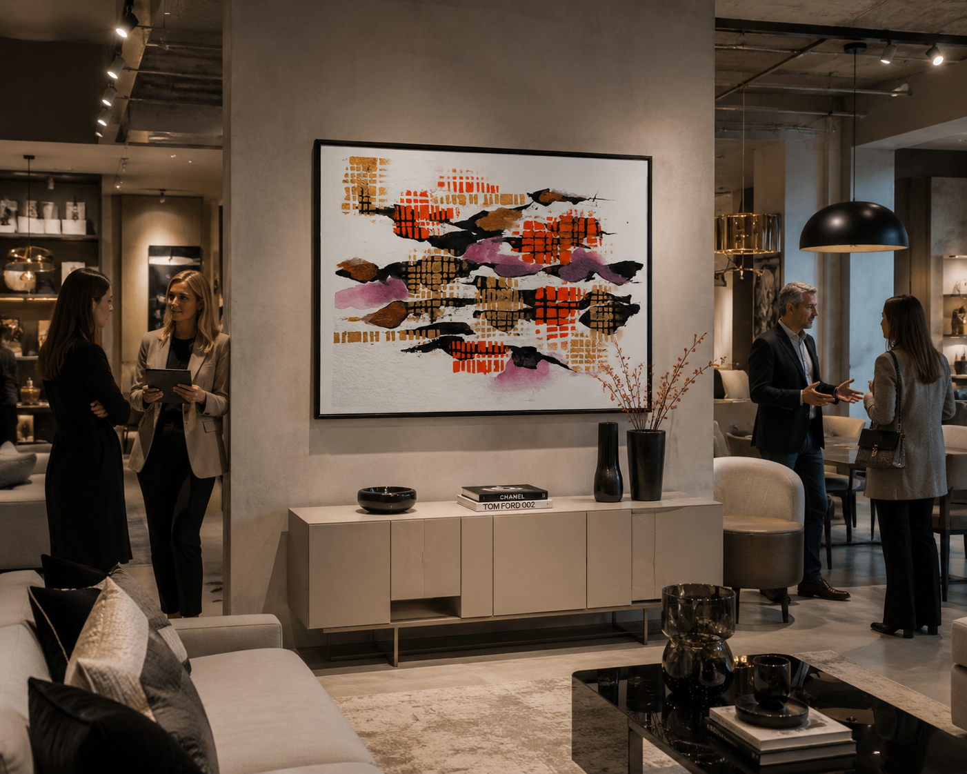 Metallics and Patterning on Black – Original Abstract Watercolor Painting