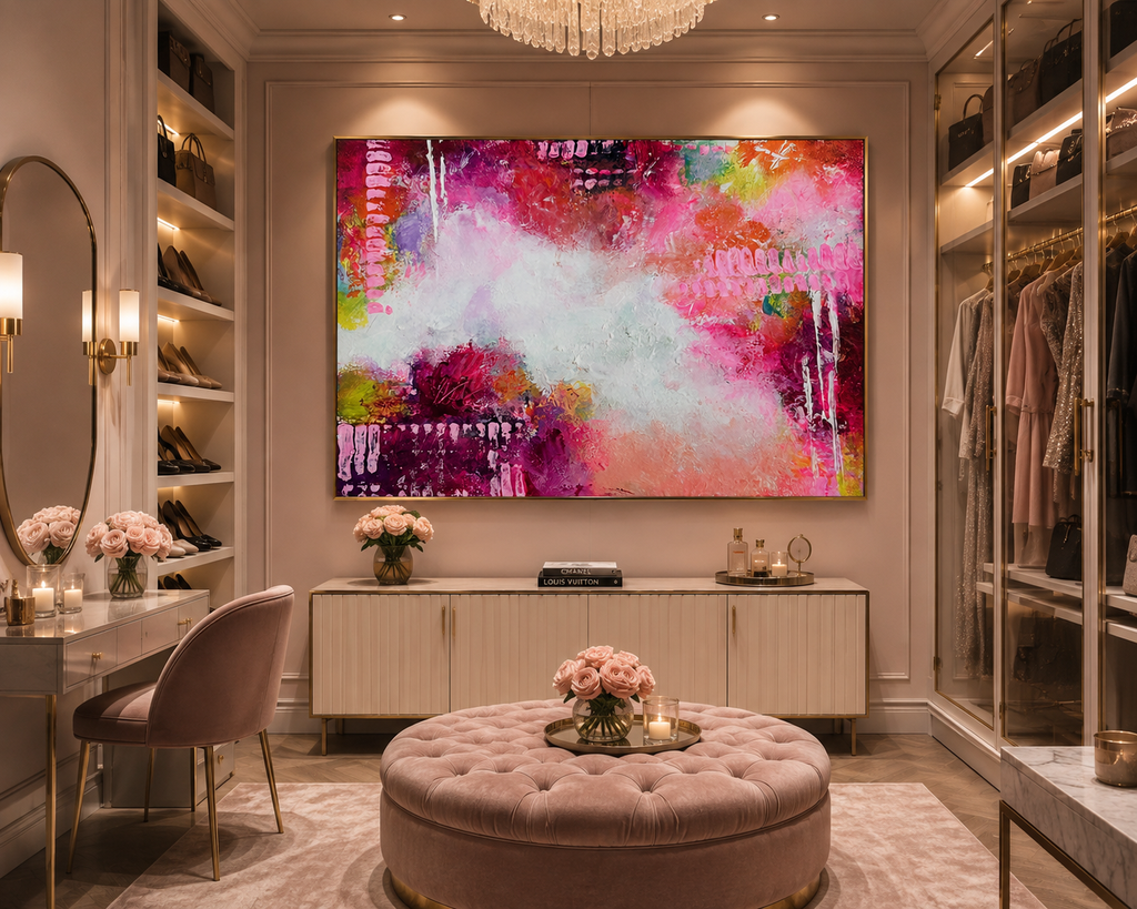 A Vibrant Pink Color Story – Original Abstract Watercolor Painting