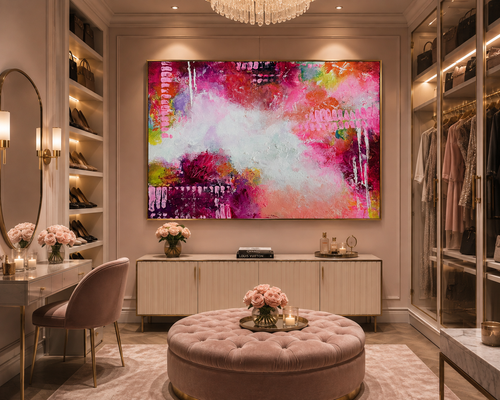 A Vibrant Pink Color Story – Original Abstract Watercolor Painting