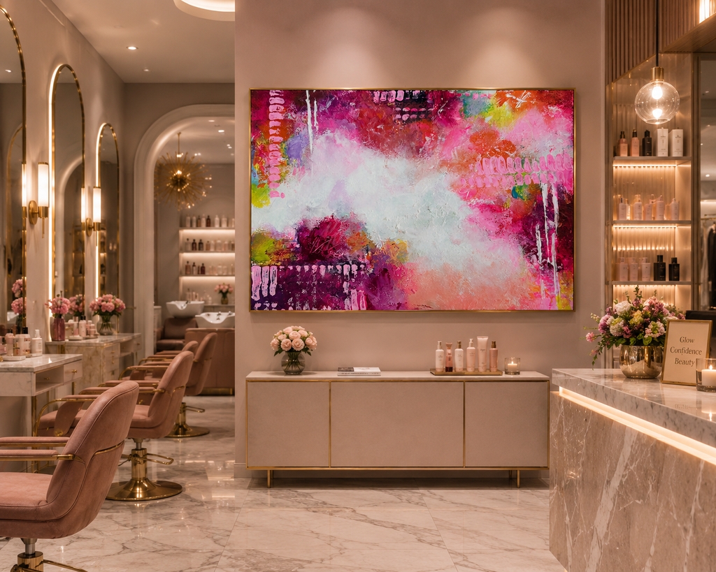 A Vibrant Pink Color Story – Original Abstract Watercolor Painting