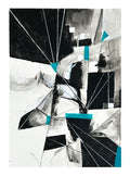 Black, White, Gray and Teal | Original Abstract Watercolor Painting