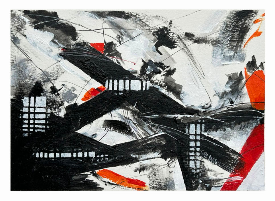 Black, White and Patterns | Original Abstract Watercolor