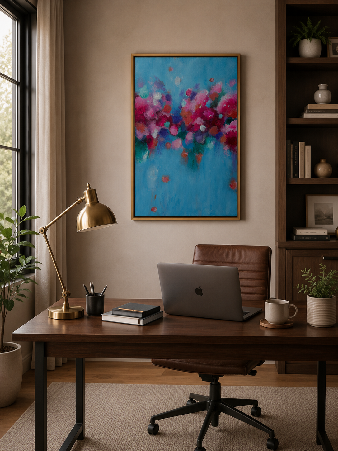 Blossoms on Blue – Original Abstract Watercolor Painting