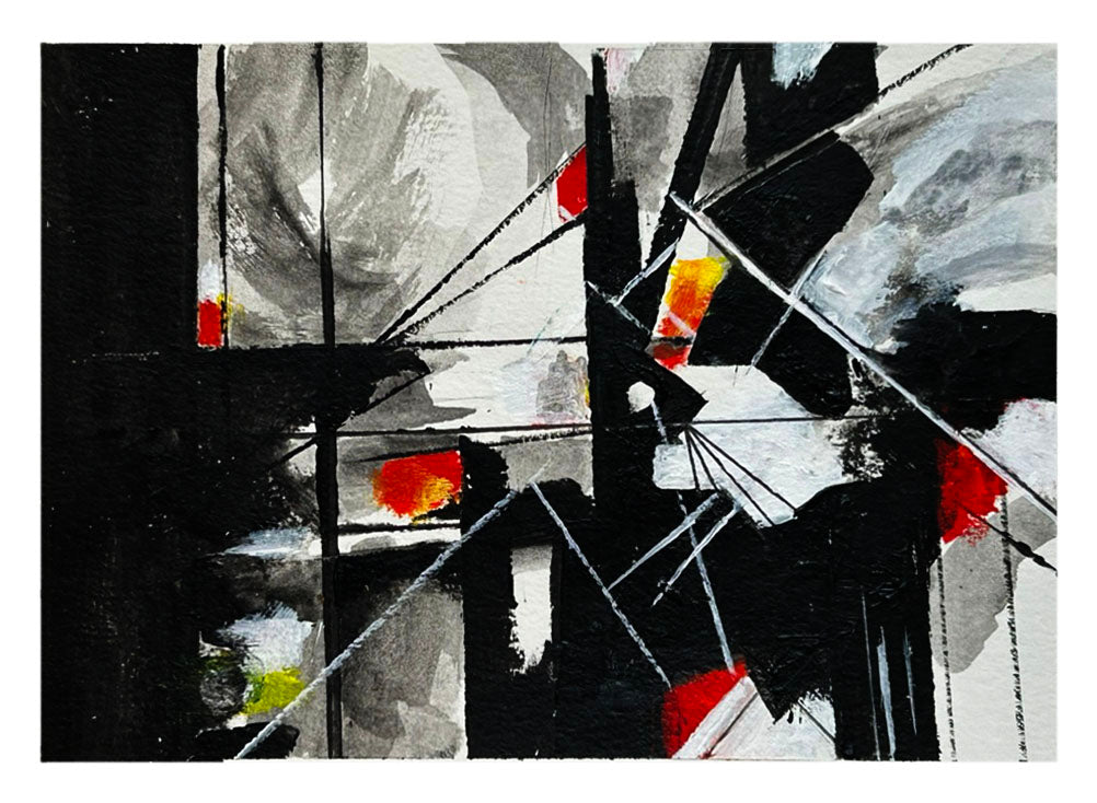 EDGY BLACK AND WHITE - ORIGINAL ABSTRACT WATERCOLOR