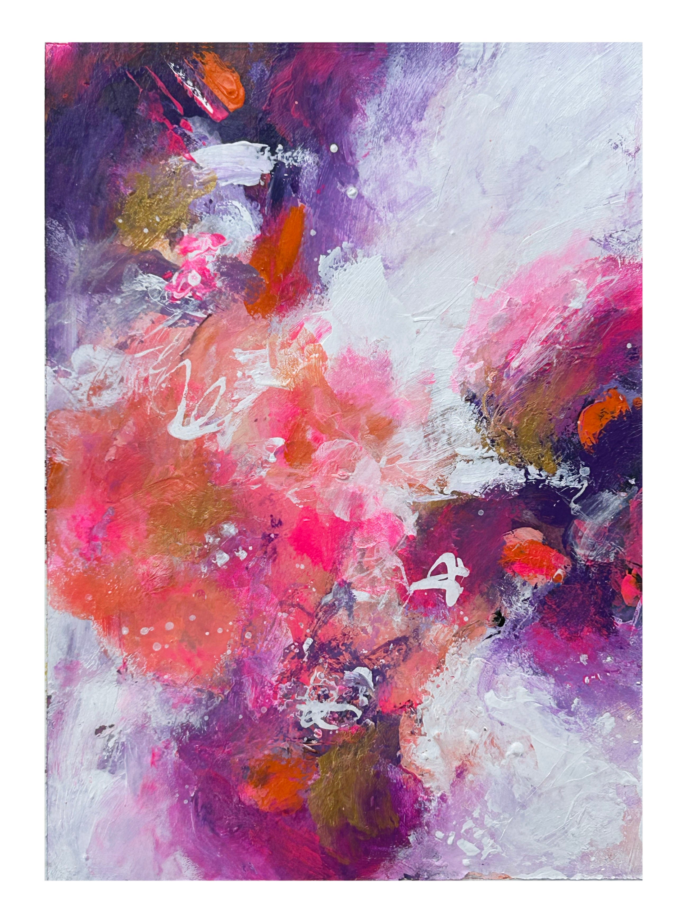 Luscious Pinks, Purples and Gold – Original Abstract Watercolor Painting