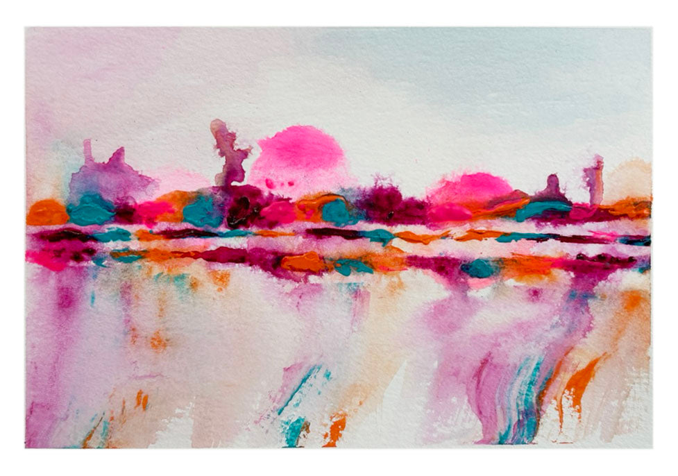 Mirrored and Vibrant Horizons – Original Abstract Watercolor Painting